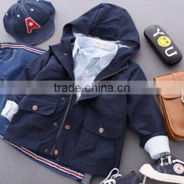 Washed Wrinkly Baby Wear Hoodie Coat Wholesale Boys Windproof Jacket photo-4