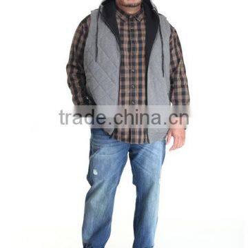 Draw-strings for Hood Adjustment Hoodie Vest Quilted Fleece Construction Sleeveless Vest Hand Pockets With Zipper photo-3