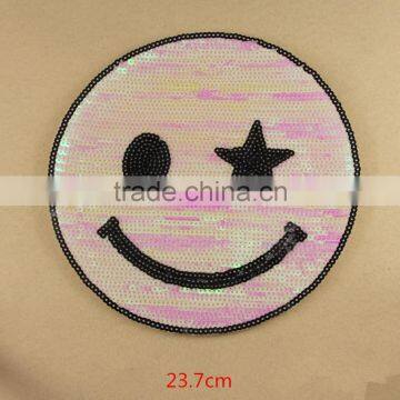 Emoji Smile Sequined Badge Applique Bag Clothes Embroidery Patch Sewing Supply photo-4