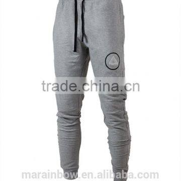 Custom Printed Grey Paneled Mens Joggers 100% Cotton Gym Joggers Sweatpants Tapered Jogger Pants Wholesale