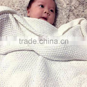Size 80 and 135cms 100% Cotton Waffle Weave Knitted Breathable Air Conditioning Newborn Baby Blanket photo-3