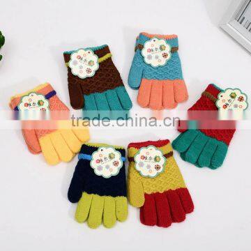 TC13023 Wholesale knit kids gloves new style cheap winter fleece long gloves for kids