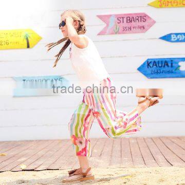 S60711B Kids Girls Pants Chiffon Flower Wide Leg for Girls photo-2