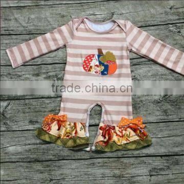 2017 New Arrival Baby Girl Pumpkin Romper Autumn Winter Clothes Bady Clothing Long Sleeve Newborn Boutique Outfit