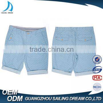 2016 Top sale light blue new style short pants wholesale men latest design cotton pants