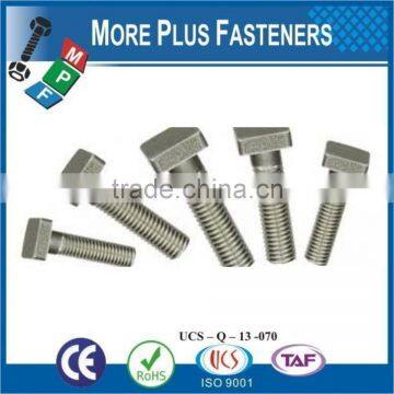 Made In Taiwan Stainless Steel Black Oxide Bright Zinc Plated Tee Head Bolt