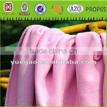 light rose polar fleece China blanket for bed cover with stitched edge