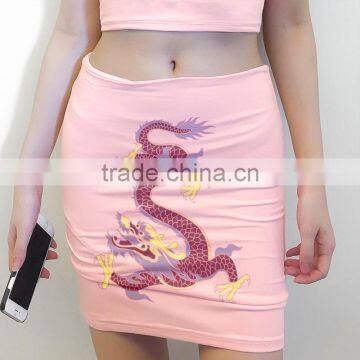 B30161A Newest hot product printed fashion A-line pencil Skirt