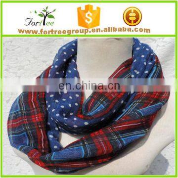 2014 new fashion dotted and plaid infinity scarf snood scarves for women/ladies