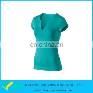 Customized Collar Solid Color Sexy Skin Touch Sports Yoga T Shirts For Women