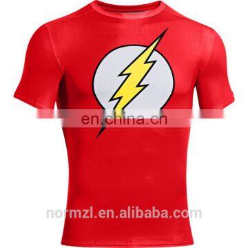 Red Breathable sublimation mens compression shirt for sports