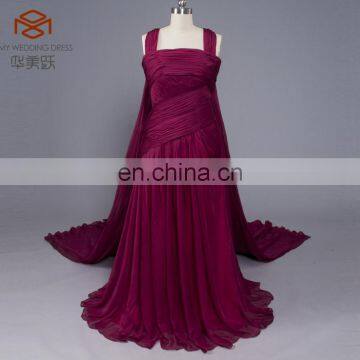 OEM Service Strapless Thin Chiffon Handmade Ruching Evening Dress With Detachable Cape