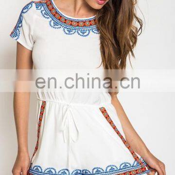 Women Fashion Short Sleeve White Dress