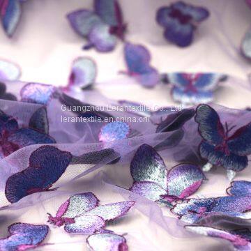 Factory Direct Butterfly Patch Embroidered Mesh Net Lace Fabric for Dress photo-2