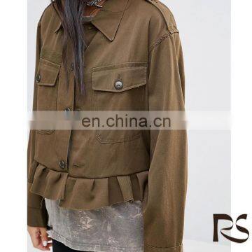 2016 Wholesale Top Woven Raw-cut Hem Fashion Women Coat photo-4