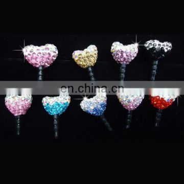 Wholesale diamond cell phone anti dust plugs charm for iphone samsung MCD-0011