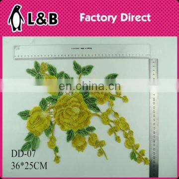 DD-07 wholesale latest embroidery designs yellow free flower necklace sew-on flower embroidery patch for clothes