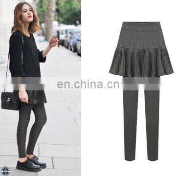 T-WP016 Cheap Wholesale Women Leave Two Leggings Pleated Skirts Pants