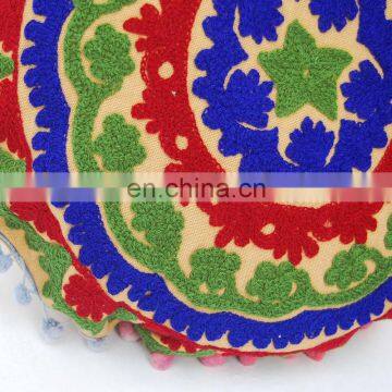 Decorative Mandala Cushion Cover Indian Suzani Pillow Cover Vintage Embroidered Ottoman Sofa Cover 16''