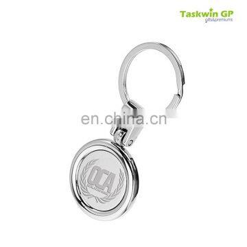 wholesale new design custom keychains round Enamel silver plating cool keychain