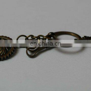 China supply accessories antique brass wolf totem keychain/keyring