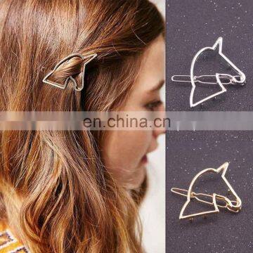 Metal Unicorn Gold Silver Hair Clip For Girl Women