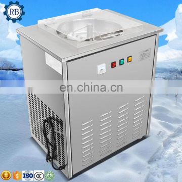 Stainless Steel  fried soft ice cream machine, two flat pan with five barrel fried ice cream machine