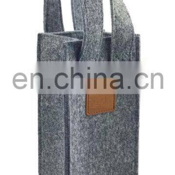 Eco-friendly Wine Holder Bag Felt Printed Christmas Logo Leather Cutting Logo photo-3