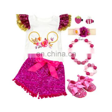 New Arrival Baby Girls ruffle glitter sleeve T-shirt Top Children Clothing Plus Size Wholesale