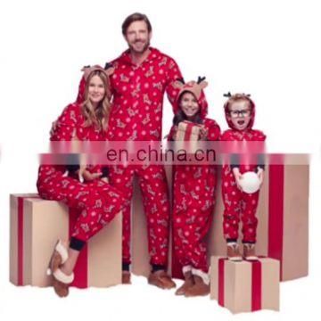 Hot Christmas Family Wear Fashionable Hooded Elk Printed Party Infant Casual Clothing Sets