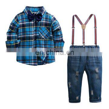 Gentleman  Baby Boys Clothes Sets Toddler Long Sleeve T-shirt +Suspenders Pants 2Pcs Wedding Party Casual Outfits