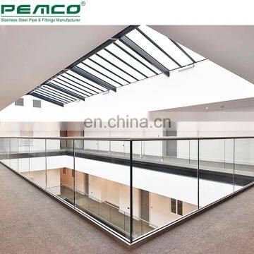 2021 PEMCO Aluminum Glass Railing Design Balcony Frameless Aluminum glass balustrade Stair