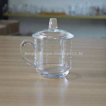 China glass tea mug with glass lid with factory prices