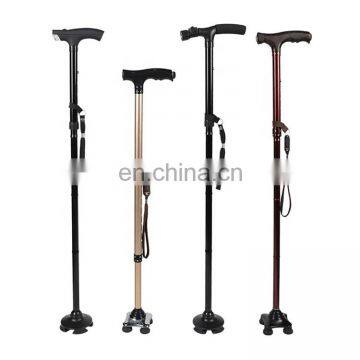 Height-adjustable built-in LED light portable handicapped medical hands-free aluminum elbow crutch