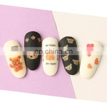 JOYFUL 442-479 Hot Selling Cute Bear Flower Colorful Nail Stickers 3d Adhesive Waterproof Decals photo-3