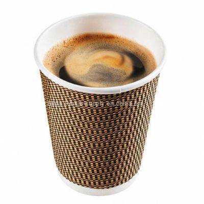Ripple Hot Cups Beverage Paper Cups Disposable Coffee Cups with Lids for Takeaway Drinks