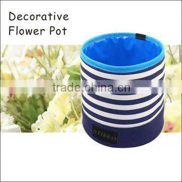 (566) Decorative Home Balcony Round Nursery Bag Simple Design Strips Planter Pot                        
                                                Quality Choice