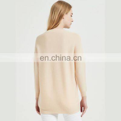 Women Honeycomb Knit Crew Neck Cashmere Wool Plus Size Sweater photo-3