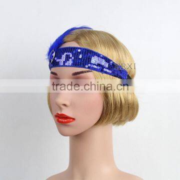 Christmas/Halloween/Party Costume Blue Feather Sequin Headpiece Headband photo-6