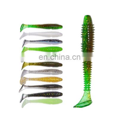 Amazon 55mm/1.45g 14pcs/bag Paddle Tail Soft Worm T tail Soft Bait Lure Bionic Fake Bait