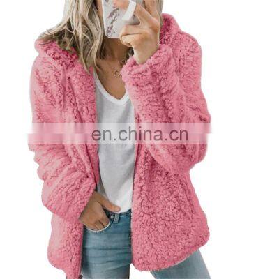 2021 Amazon wish European and American cross-border foreign trade new women's hooded woolen autumn and winter jacket coat