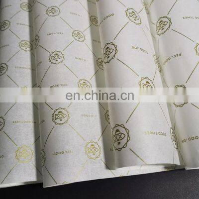 high quality 17gsm custom colored printed logo hot stamping rose gold gift wrapping tissue paper for clothes