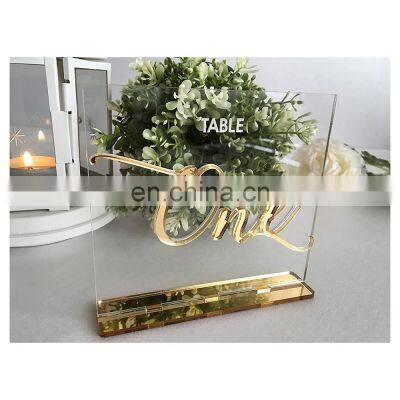 Table Numbers For Luxury Weddings Engraved Acrylic Signs With Golden Stand Modern Centerpieces Decorations