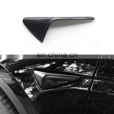 Shining Black Car Side Camera Protective Cover For Tesla Model Y Decoration Cap Accessories