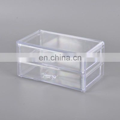 Double layer portable clear multi drawer jewelry makeup holder acrylic cosmetic organizer drawer for travel