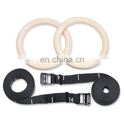 Gymnastics Rings Wooden ring gymnastic 1500lbs with Adjustable Straps with Scale Non-Slip Training Rings