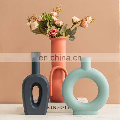 Nordic Modern Minimalist Special Shaped Morandi Multi_Color Floral Ceramic Art Vase For Dry Flower Home Decoration