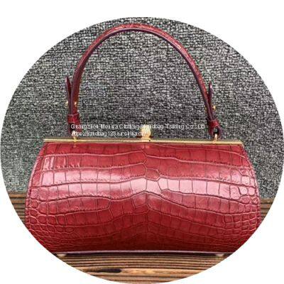 European And American Casual Cylindrical Handbag Horizontal Barrel-Shaped Leather Shoulder Bag Crocodile Leather Diagonal Bag Women photo-4