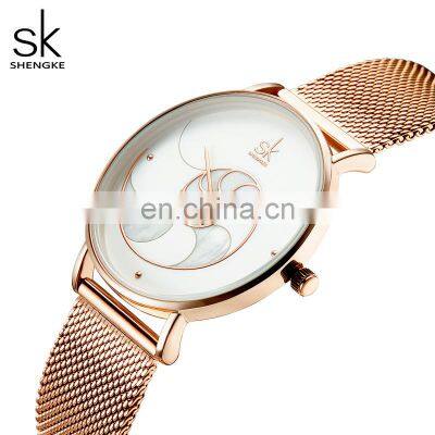 SHENGKE Gentlewoman Rosegold Handwatchs Briliance Pearl Surface Watchs Wife's Gift Wristwatch Dropshipping Watches K0115L