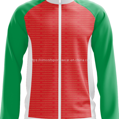 full sublimated moisture-wicking custom jacket with green long sleeves